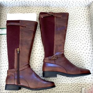 Aetrex Chelsea Brown Tall Lea Riding Boot, brand new in box